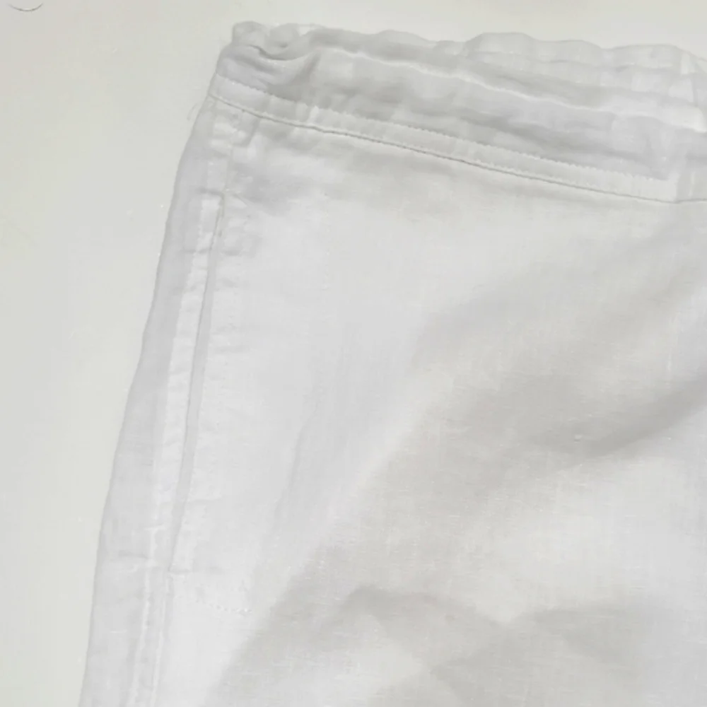 Island Importer Riviera Linen Crop Drawstring Pants Wide Leg High Waist Rise